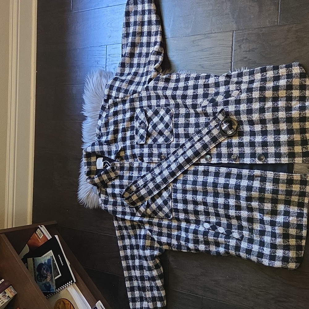 Nwt! Sezane Delfina Dress Black And White Checks Wool/alpaca/mohair - Picture 6 of 13